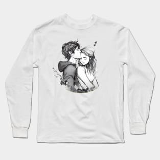 Romantic couple hugging lovingly Long Sleeve T-Shirt